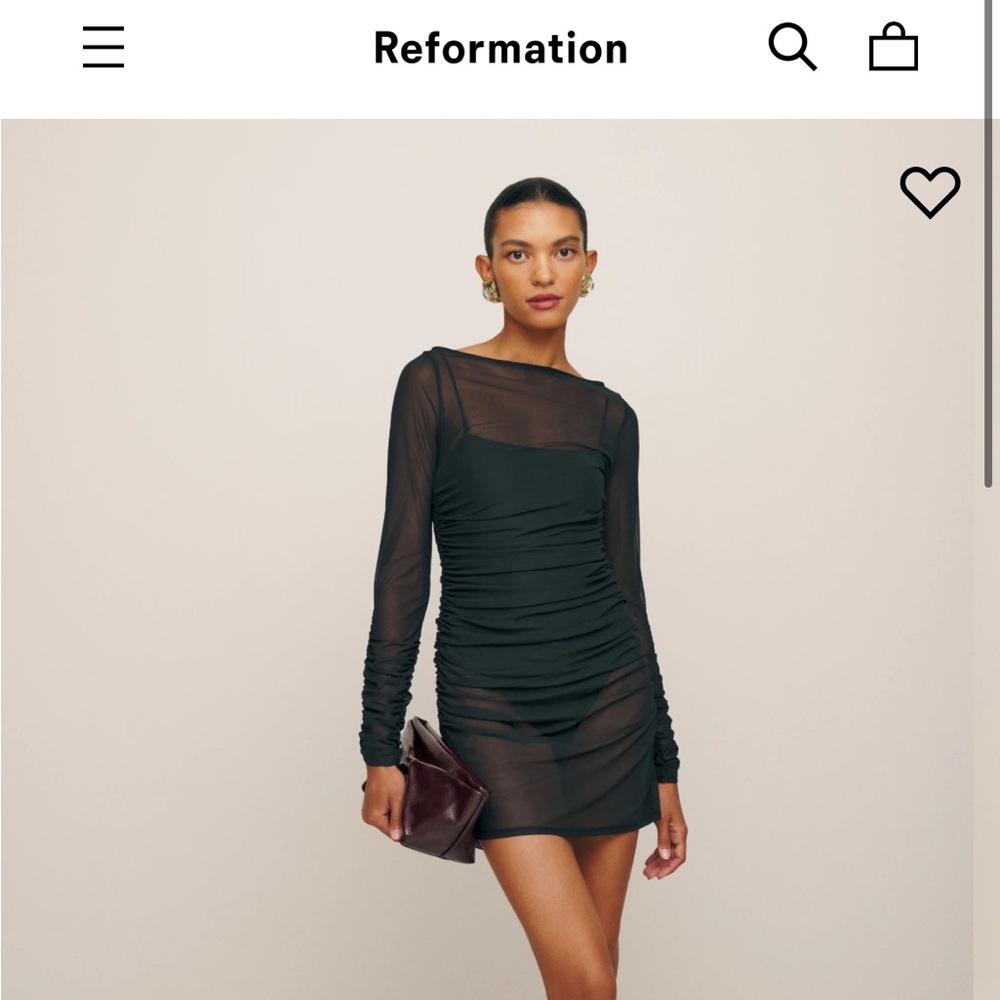Reformation Black Sheer Mini Dress
